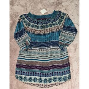 Beach Lunch Lounge Women's Teal Burgundy Geometric Dress Size XL NWT‎